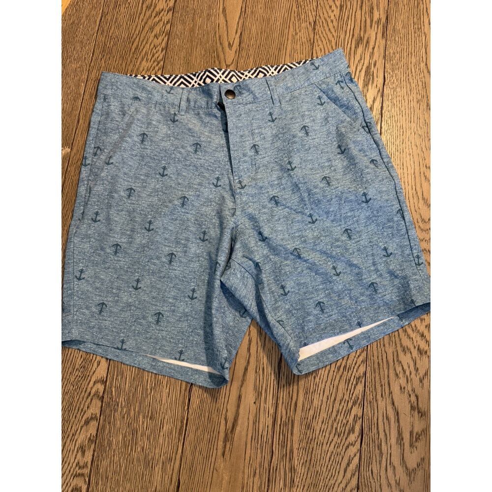 Trunks Beachwear Men’s Size 32 Multi Functional Swim Shorts Anchor Print Blue